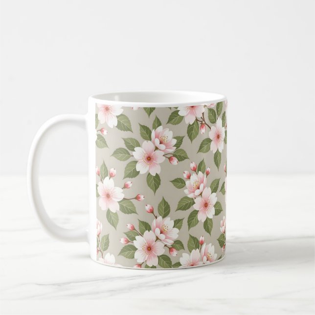 Mug Élégant motif sans couture de fleurs de cerisier (Gauche)