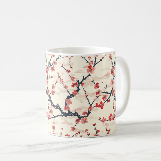 Mug Élégant Motif sans couture en fleur de cerisier (5 (Devant droit)