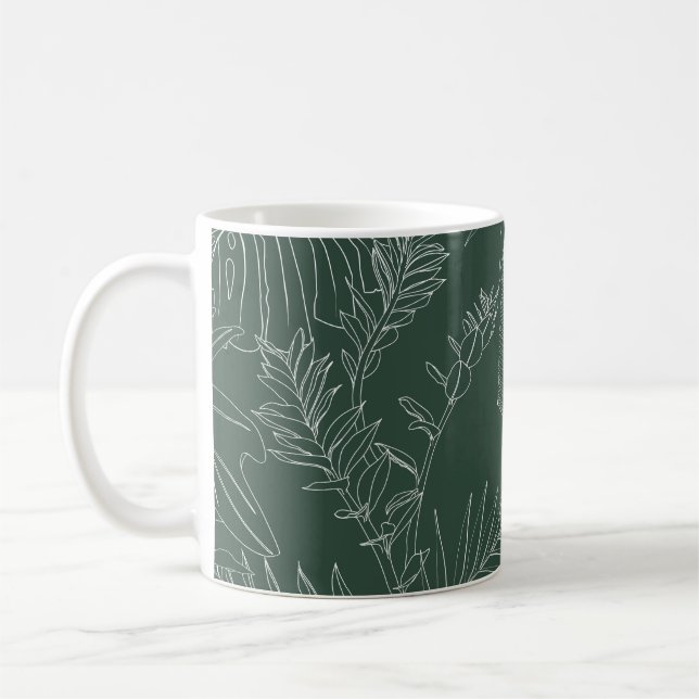 Mug Élégant motif sans soudure avec lin à main verte (Gauche)