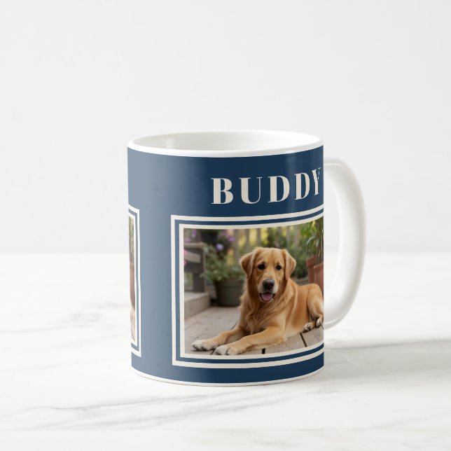 Mug Elegant Navy Blue Dog Pet Photo  (Devant droit)