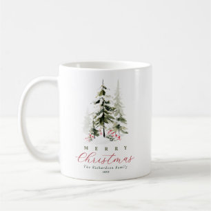 Mug Élégant Noël arbres pin aquarelle