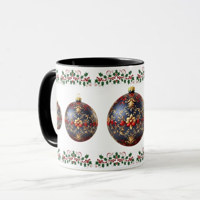 Mug Élégant Noël botanique de vacances (Devant gauche)