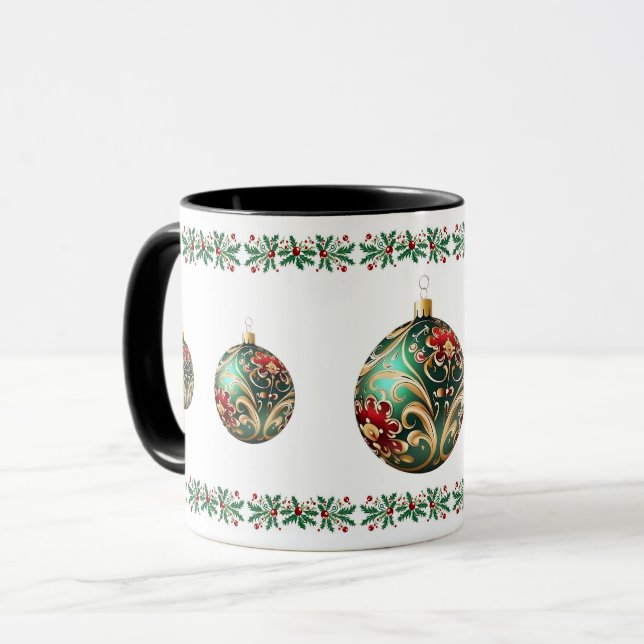 Mug Élégant Noël botanique décoratif (Devant gauche)