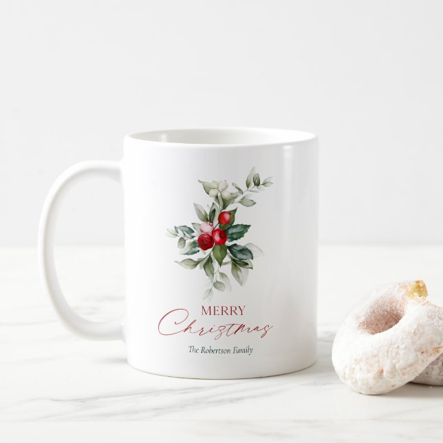 Mug Élégant Noël Holly (Avec donut)