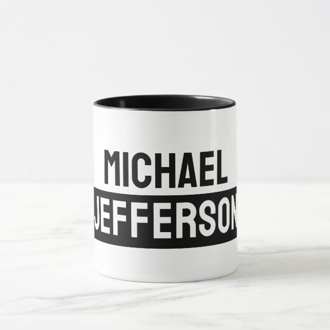 Mug Élégant noir blanc clair personnalisé (Centre)