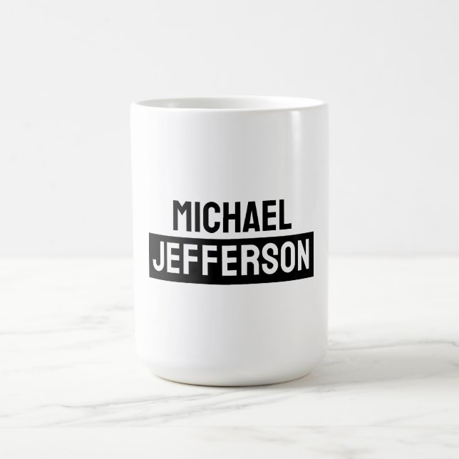 Mug Élégant noir blanc clair personnalisé (Centre)