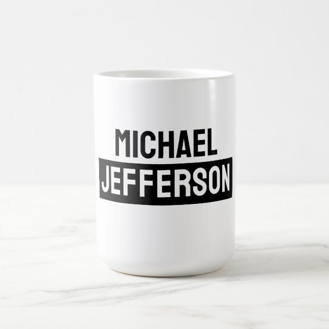 Mug Élégant noir blanc clair personnalisé (Centre)