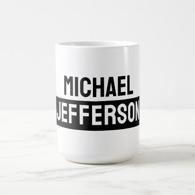 Mug Élégant noir blanc clair personnalisé (Centre)