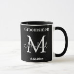 Mug élégant noir blanc personnalisable groomsmen<br><div class="desc">élégant noir blanc personnalisé groomsmen Mug,  personnalisé</div>