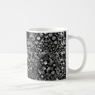 Mug Elégant noir Damas Argent métal Vintage dentelle