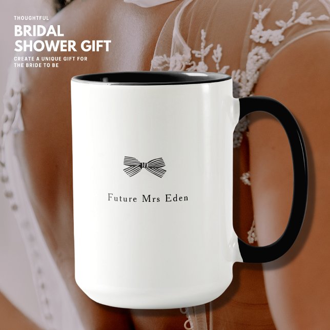 Mug Elégant noir et blanc Fête des mariées cadeau Bow (Créateur téléchargé)