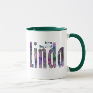 Mug Élégant nom Customisé "Linda", gris foncé vert