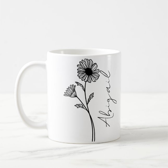 Mug Élégant Nom de script Avril Mois Fleur de naissanc (Gauche)