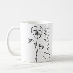 Mug Élégant nom de script Février Fleur de naissance V