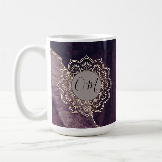 Mug Élégant OM Mandala sur marbre Agate (Gauche)