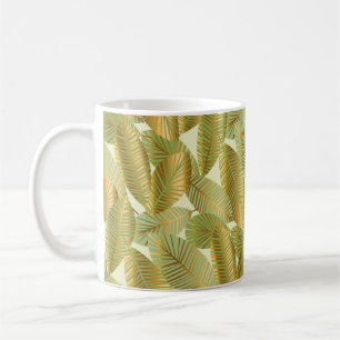 Mug élégant or exotique feuilles sans couture motif su
