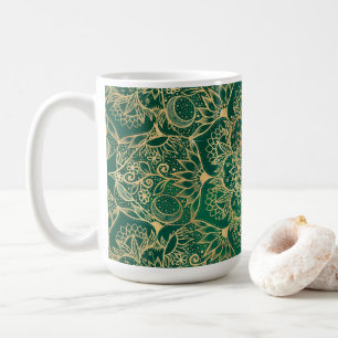 Mug Elégant or Floral Mandala Green Design