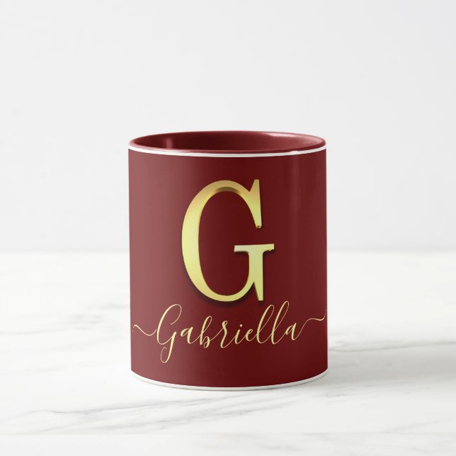 Mug Élégant or personnalisé Monogramme G Nom (Centre)