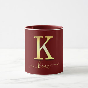 Mug Élégant or personnalisé Monogramme K Nom