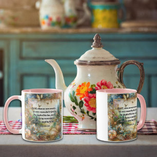 Mug Élégant or rose Floral Romans Écriture Art