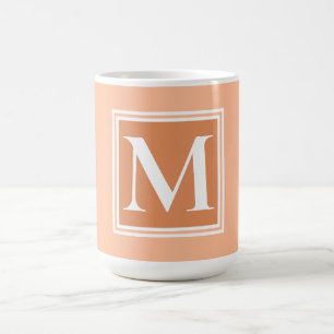 Mug Élégant orangé blanc monogramme topographie