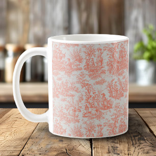 Mug Elégant orange vintage toile de jouy