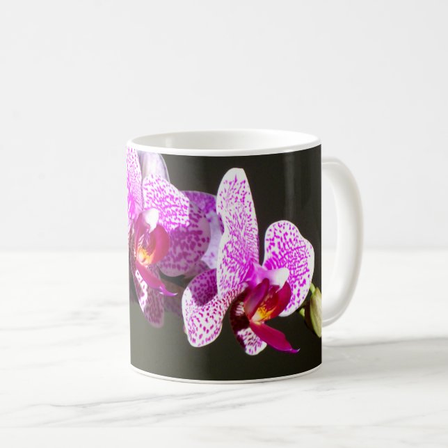 Mug Élégant orchidées rose tropicale fleurie (Devant droit)