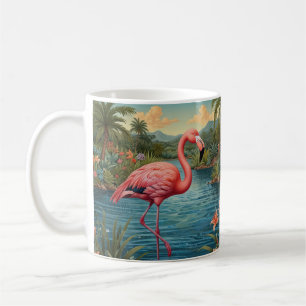 Mug Élégant paradis tropical flamand rose