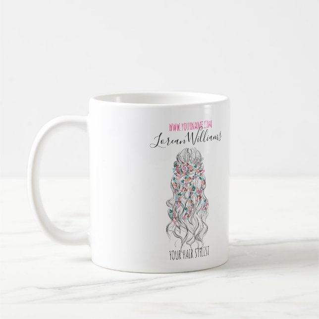 Mug Élégant Pastel Bride Cheveux Vave Style Floral (Gauche)