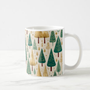Mug Élégant Pastel Green Gold Motif de Noël