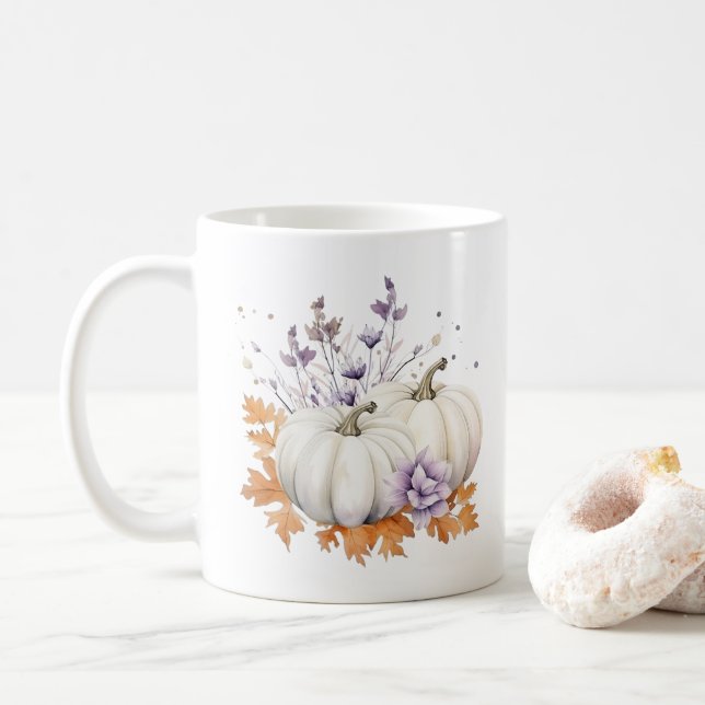 Mug Elégant Pastel Purple Lavender Orange Citrouille A (Avec donut)