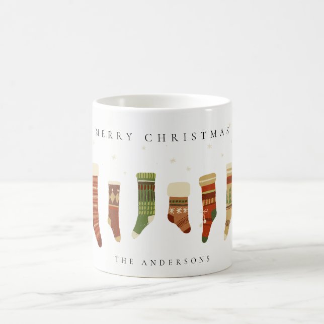 MUG ÉLÉGANT PASTEL ROUGE ÉTOILE ÉTOILE VERT CHIRSTMAS  (Centre)