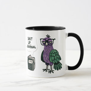 Mug Elégant Peacock avec lunettes - "Shut Up, Journal"