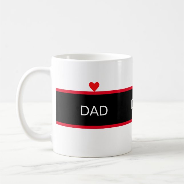 Mug Élégant père avec coeur sur noir & blanc (Gauche)
