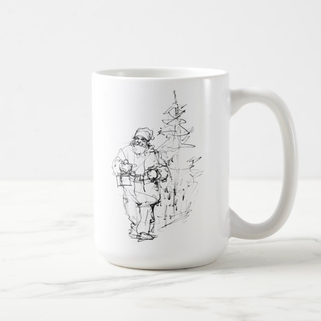 Mug Élégant Père Noël avec cadeaux près de l'arbre de  (Droite)