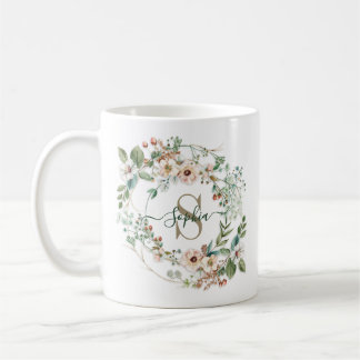 Mug Elegant Personalized Floral Monogram Name Gift