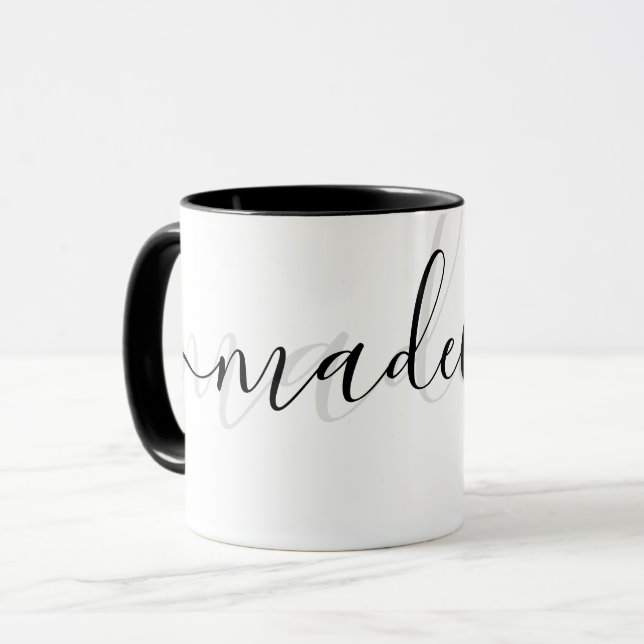 Mug Elégant Personnalisé chic moderne gris et noir (Devant gauche)