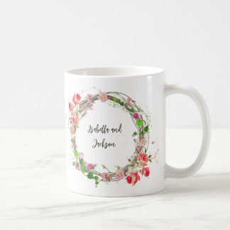 Mug élégant personnalisé couple/single nom floral