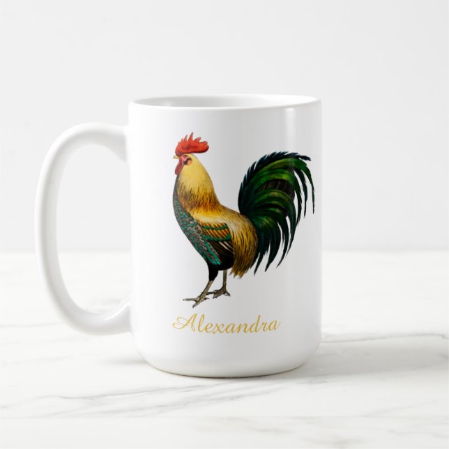 Mug Elégant Personnalisé Rooster Coq poulet (Gauche)