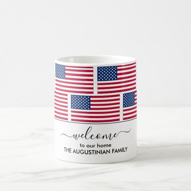 Mug Elégant Personnalisé USA AMERICAN FLAG Bienvenue (Centre)