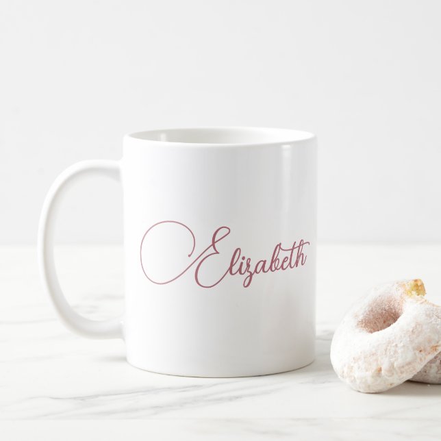 Mug Élégant personnalisé Votre Rose Gold Script Nom (Avec donut)