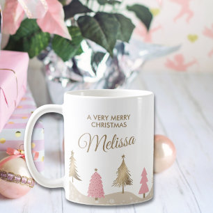 Mug Élégant Pine Rose Or Arbre Joyeux Noël