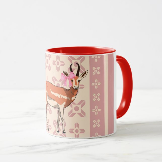 Mug Elegant Pink Doe-patterned Christmas  (Devant droit)
