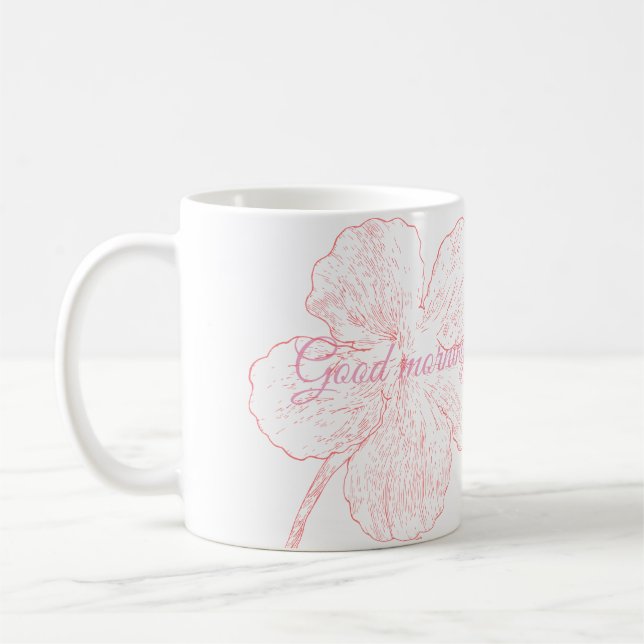 Mug ​Elegant Pink Floral Good Morning Bella (Gauche)