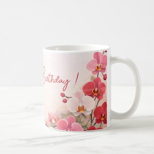 Mug Elegant Pink Orchid Birthday (Droite)