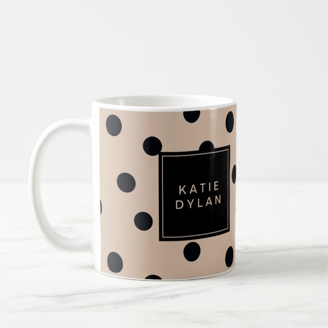 Mug Elégant point noir sur beige (Gauche)
