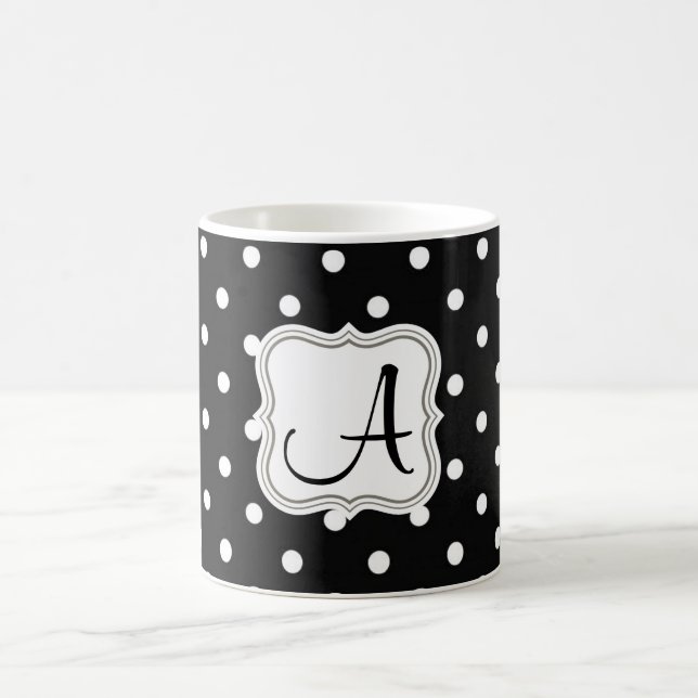 Mug Élégant pois noir monogrammé nom initial (Centre)