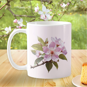Mug Élégant Pomme rose pâle Fleur Nom personnalisé