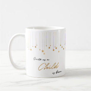 Mug Élégant pour nous Un enfant est né Or Noël