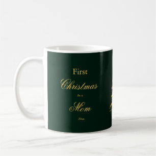 Mug Élégant premier Noël Maman Papa Pin Or Arbre